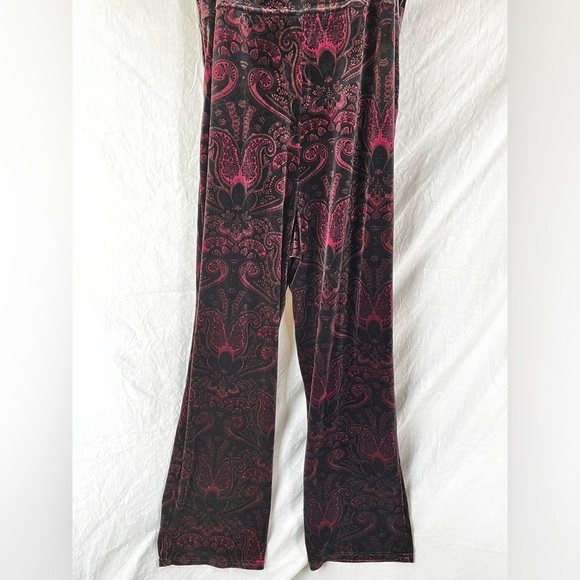 Vintage Velvet Paisley Purple Bib Overalls Coldwater Creek Women Large Jumpsuit - Picture 12 of 16